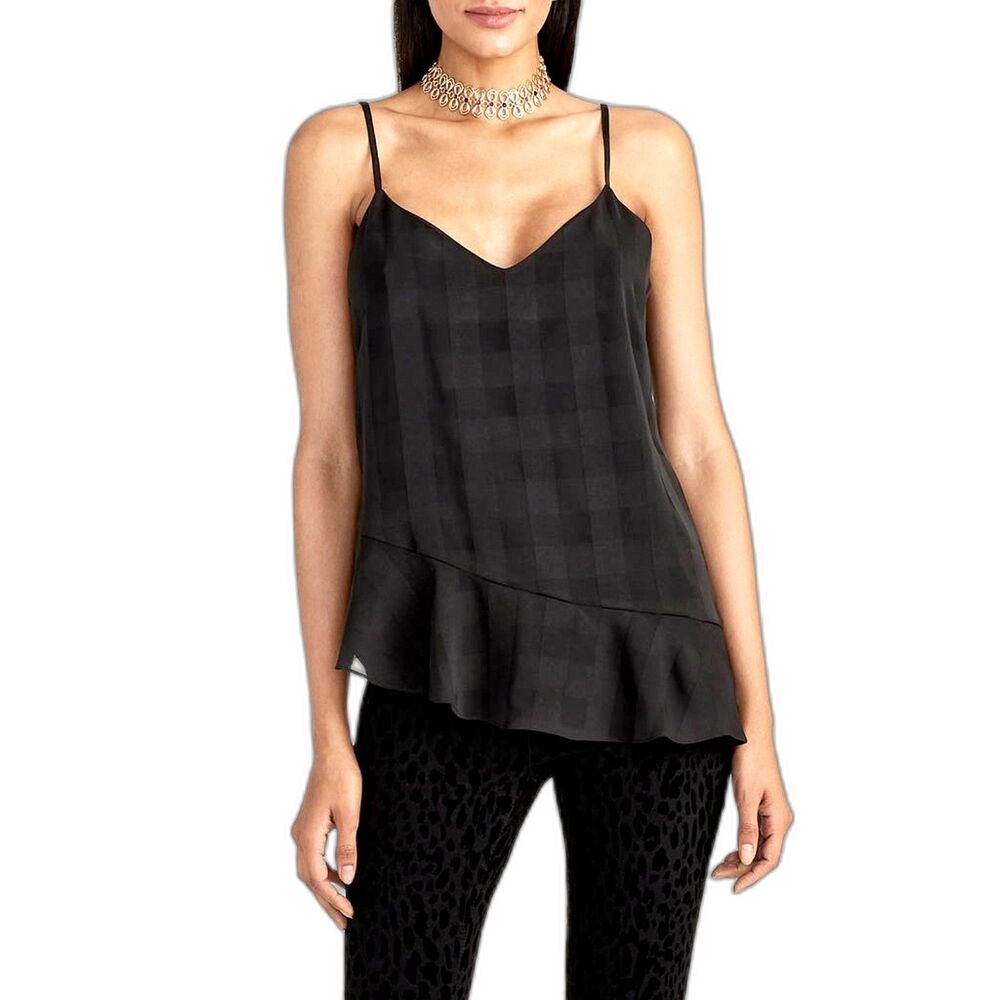 RACHEL Rachel Roy Peplum Black on Black Plaid Slant Hem Evening Top/Cami Sz XS/S